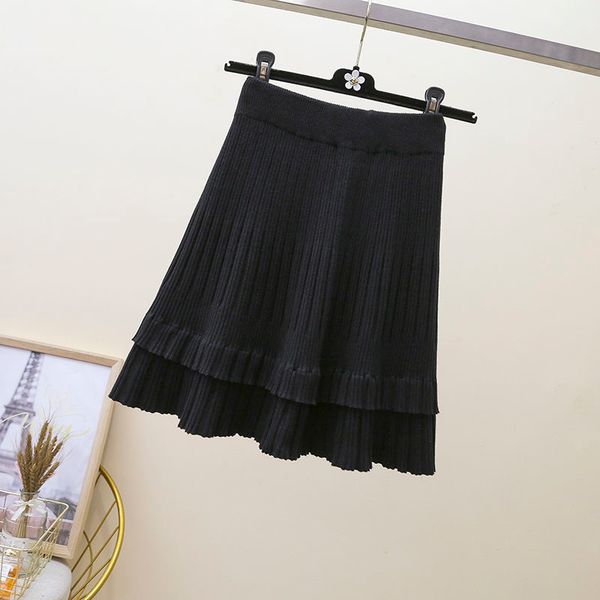 

2021 autumn new winter high-waisted double-sided women with short female hip skirts crocheted y301 fyyw, Black