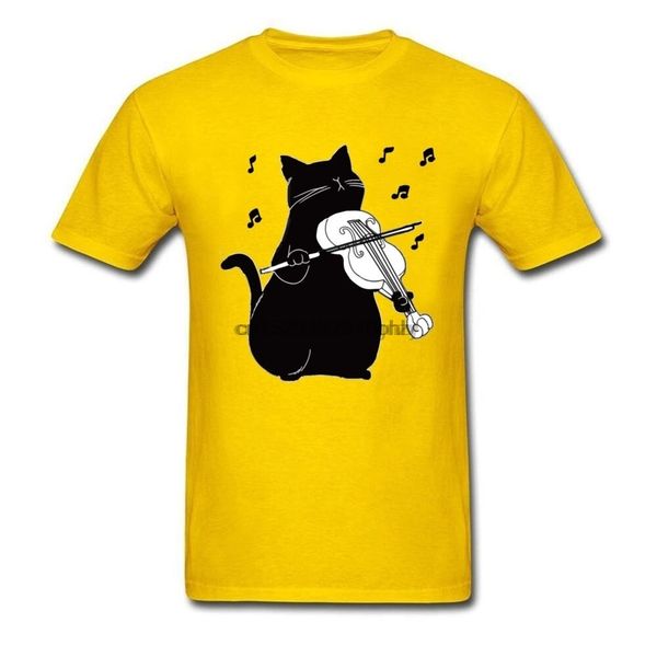 

sport cute cat playing violin guitar fun t-shirt music cat young woman man t-shirt fashion casual t-shirt