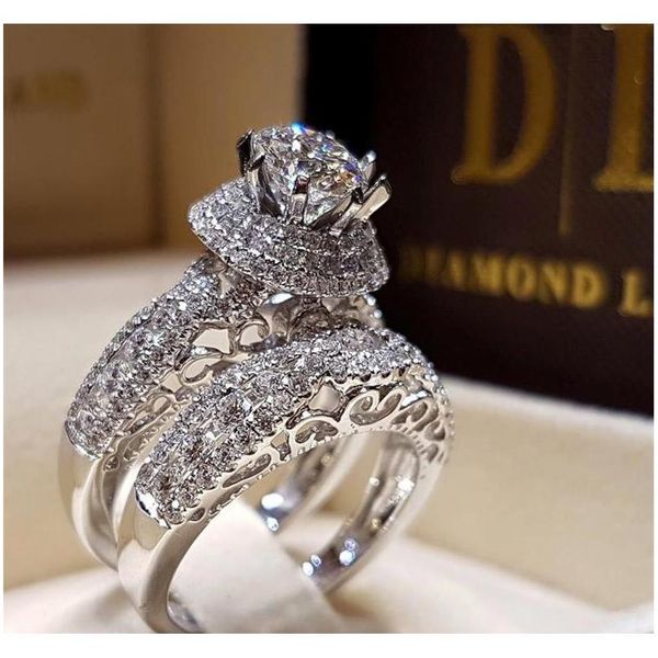 

wedding couple rings 3a rhinestone fashion silver rings mixed different styles fashion european and american wmtqjc hat7890, Slivery;golden