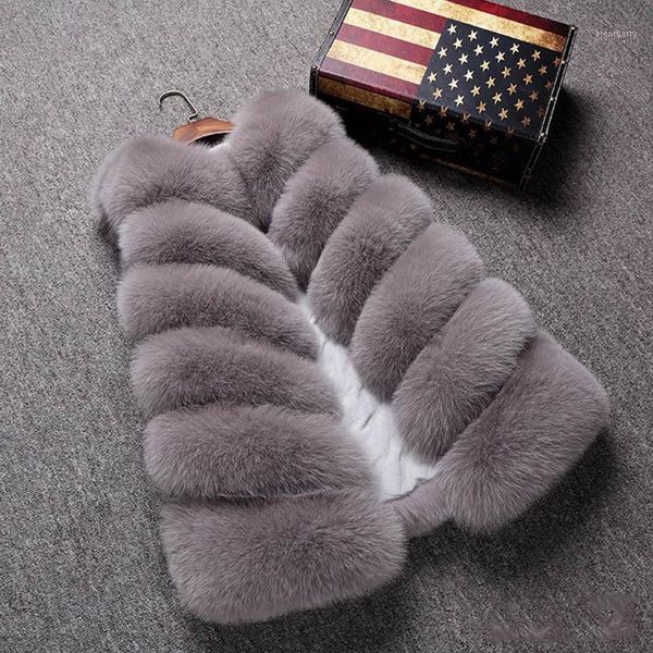 

new fur jacket gilet vest faux fur vest women coat winter clothing fourrure femme vests luxury female waistcoat1, Black