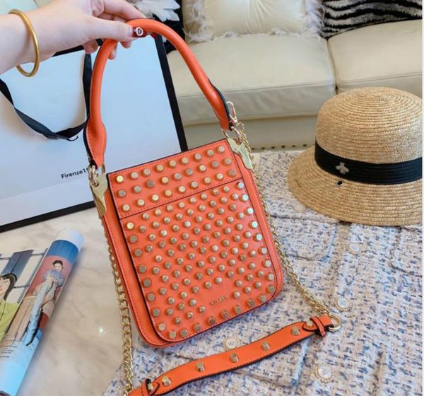 

fashion hadbags female shoulder bags woman sac bag rivet cowhide rank thin size retro special design new tote