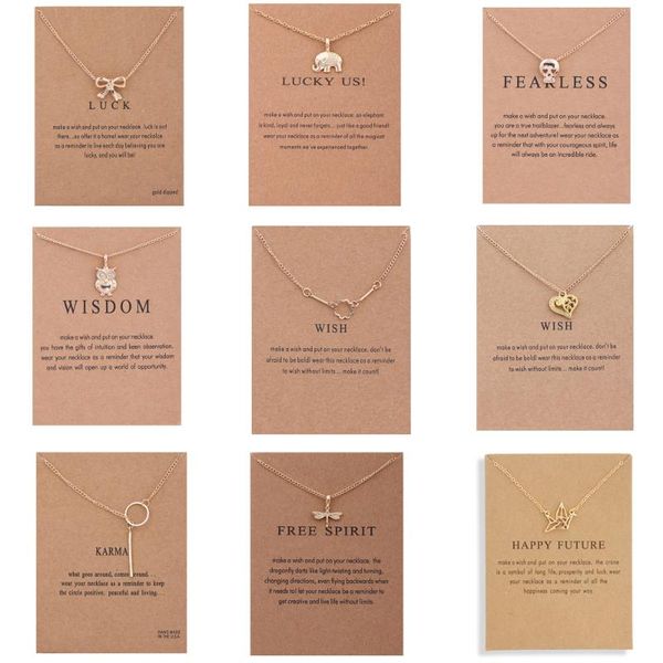 

luck animal necklace elephant dragonfly heart star flower necklaces vintage message necklace pendant charm women wedding gift, Golden;silver