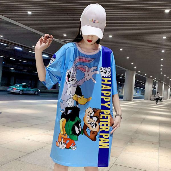 

loose summer 2020 new fashion women's cartoon printed short sleeve t-shirt for women, Black;gray