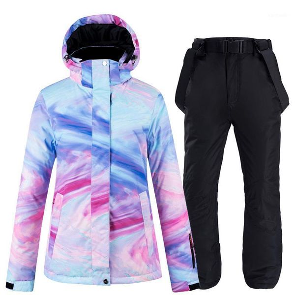 

skiing jackets warm colorful ski suit women waterproof windproof and snowboarding jacket pants set female outdoor snow costumes1