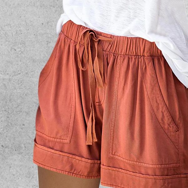

2021 summer style shorts women candy color elastic with belt short women home casual cotton shorts, White;black