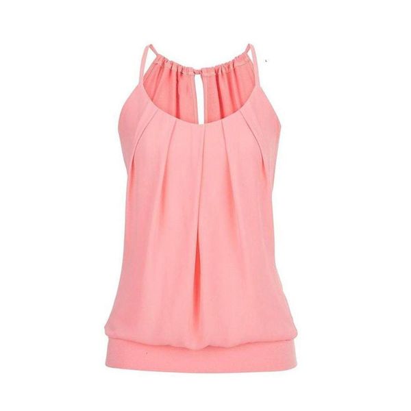 

women summer crop loose wrinkled o neck cami tank vest blouse haut femme womans clothes crop et chemisier femme, White