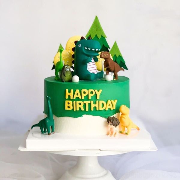 

9fkve выпечки украшения торта десерта желтый зеленый партия маленькое животное динозавр шар дерево торт плагин десерт лесной krrf9