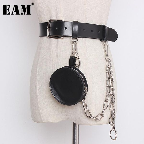 

eam] pu leather black chain split joint long wide belt personality women new fashion tide all-match spring autumn 2020 1y998, Black;brown