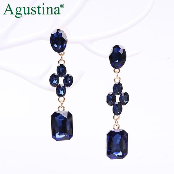 

agustina punk blue earrings girls drop long earrings for women fashion jewelry rhinestone bohemian earring minimalist, Silver
