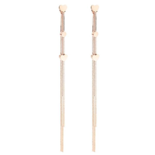 

jioromy 2020 elegant korean fashion jewelry titanium steel earrings for women dangle hearts long tassels drop earring, Silver