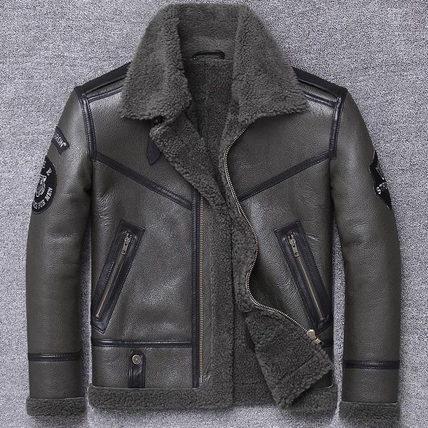 

tcyeek real fur coat men winter coats clothes 2020 streetwear moto biker sheep shearling jacket man real leather coat hiver 801l1, Black