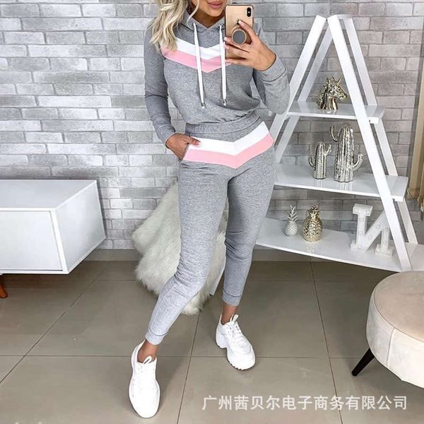 

2020 new grey leisure splicing sports suit, Gray