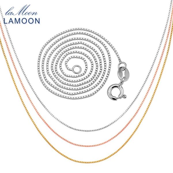 

lamoon classic 40cm 925 sterling silver box chain necklace for men and woman ci007