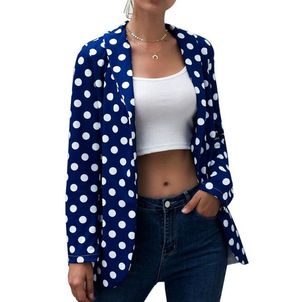 

women polka-dot suit jacket long-sleeve casual loose suit for work office bmf88, White;black