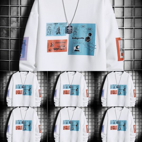 

свитер 2020 модный новый осенний sweatercoat sweaterneck свободный длинный рукав pzqda мужской свитер печататься мужской свитер 2020 осень н, Black