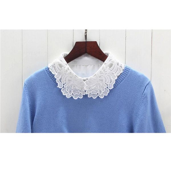 

fashion cotton fake collar for shirt detachable collars solid shirt lapel blouse women clothes shirt acc jllfwk, Blue;red