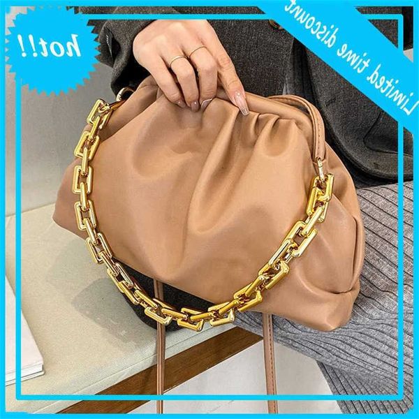 

fashion soft pu leather shoulder for women fire design ladies crossbody bags thick chain cloud clutch bag women's handbags