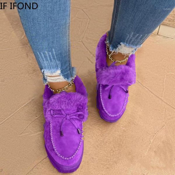 

if fiond women snow boots 2020 winter flats shoes women flock lace up cotton ankle boots comfortable warm faux fur women's shoes1, Black