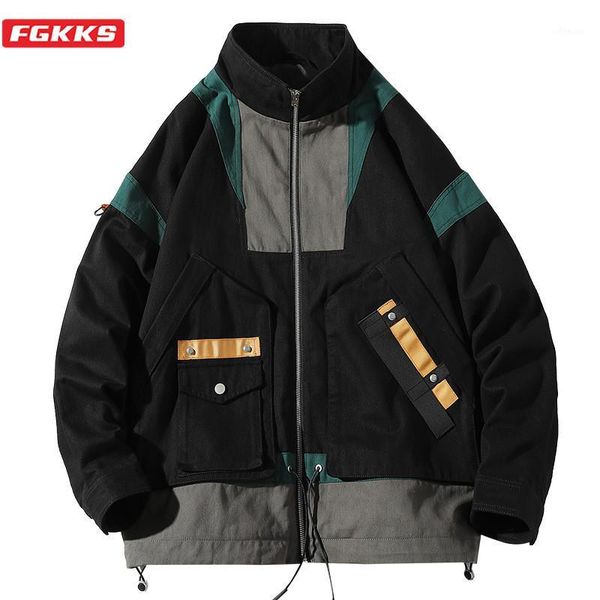 

fgkks fashion men multiple pockets jackets men's casual autumn new jacket trend all-match jackets male1, Black;brown