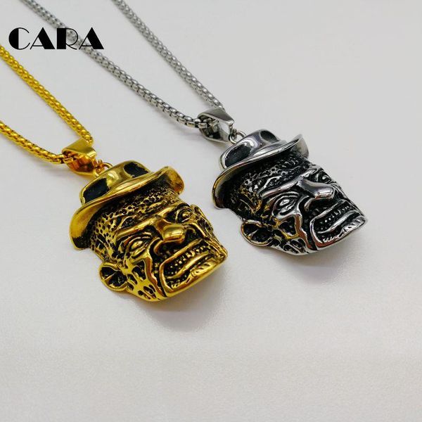 

pendant necklaces vintage color 316l stainless steel hatted angry man necklace mens street fashion jewelry git cara0382, Silver