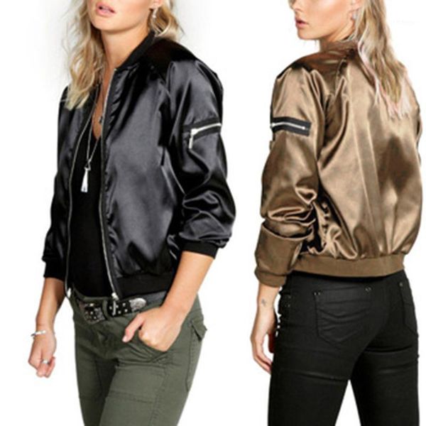 

2019 new winter jacket women's sequin women's jacket harajuku o-neck solid zipper punk korean1, Black;brown