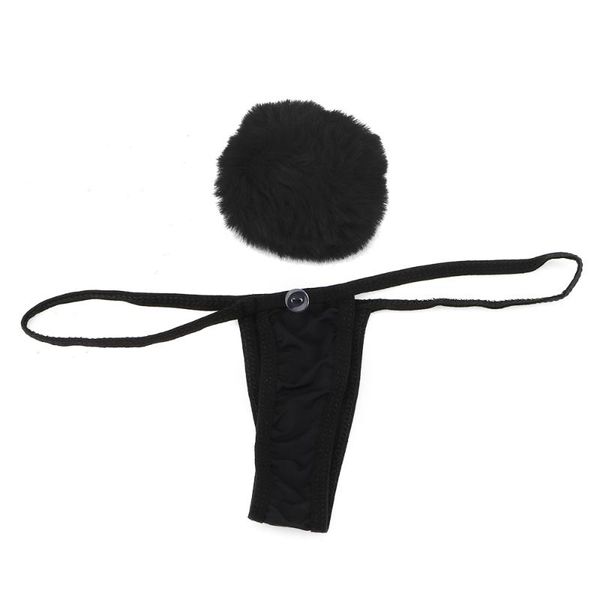 

women's panties vatine g string cotton thong erotic underwear t-back underpants removable hair ball apparel products, Black;pink