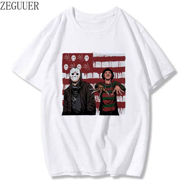 

funny halloween freddy krueger jason fashion men clothing terror short sleeve harajuku oversized hoodie designers t shirts sweatshirt