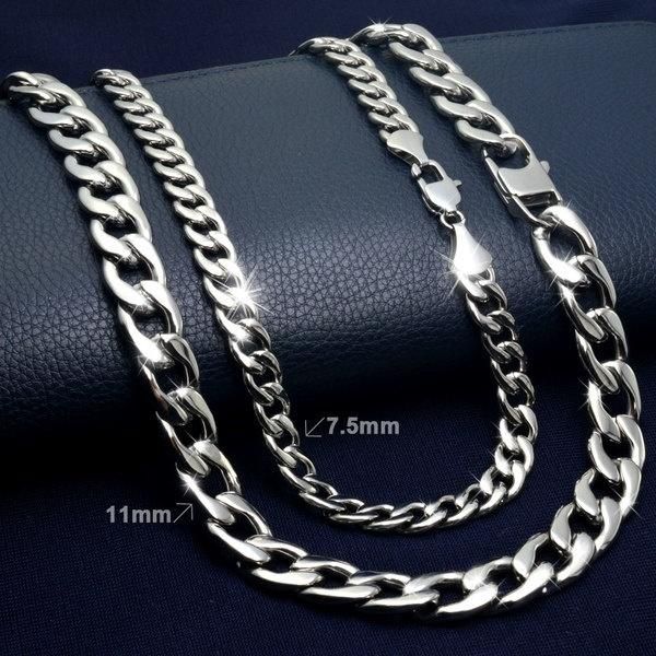 

11mm or 7.5 mm cool stainless steel necklace chain 50cm 60cm 70cm hip, Silver