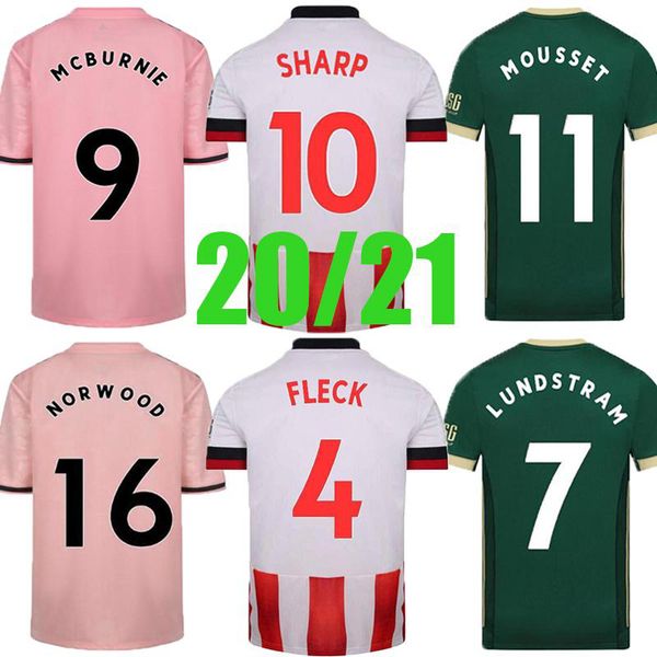 

2020 2021 sheffield maillots de foot soccer jersey shapp mcburnie fleck lundstram 20 21 home away football shirt utd, Black;yellow