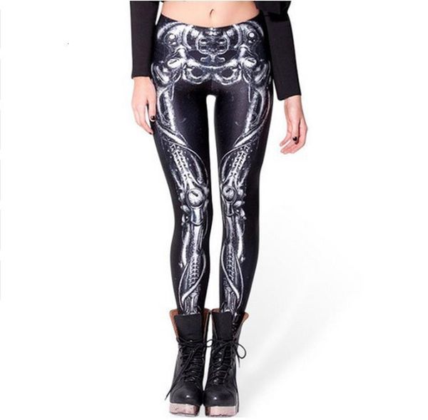 

women leggings 2019 digital printing mechanical bones sporting leggins legging joggers fitness pants drop shipping, Black