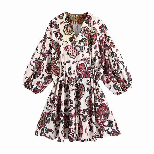 

casual dresses sweet women soft cotton v neck 2021 spring-autumn fashion ladies chinese style female patterned mini 8x92, Black;gray
