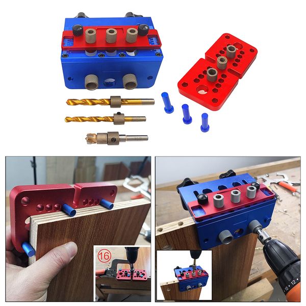 

3 in 1 hole opener wooden board round wood punching positioning connection set woodworking tools