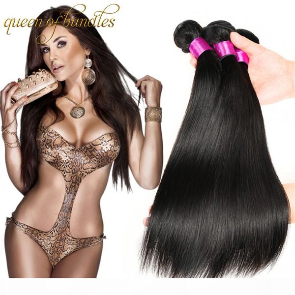 

brazilian straight hair weaves unprocessed virgin human hair wefts indian malaysian peruvian hair extensions 3 pcs double weft, Black