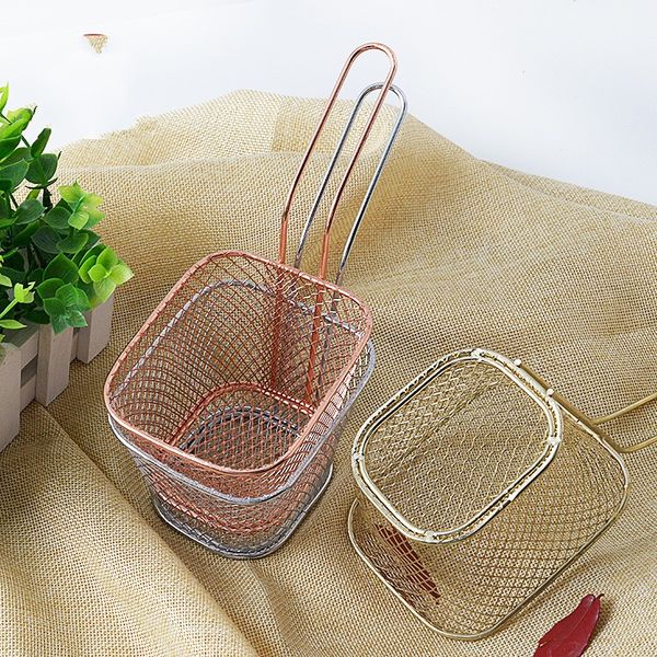 

square mini basket rose gold french fries chicken snack eco friendly fried baskets restaurant pure color exquisite 28bt j1