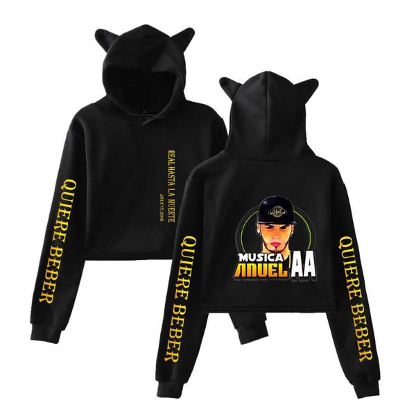 

women's hoodies & sweatshirts 2021 hip hop anuel real hasta la muerte cat ears women kawaii printed funny hoodie sweatshirt kpop tracks, Black