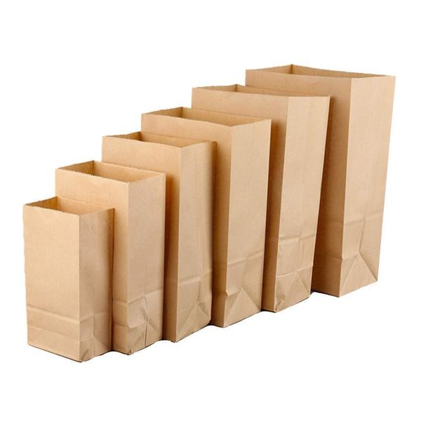 Sacos de papel marrom de papel marrom de kraft pesado sacos de papel de embalagem durável, sacos de saco de tambor de papel, 100% reciclado saco de almoço a granel 201021