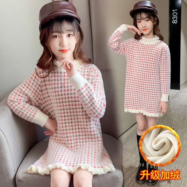 

sweater 2020 new children's foreign mink sle autumn and winter cloth big girls' thickened medium length bottom coat, Blue