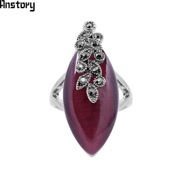 

cluster rings eye shape opal resin vintage plant leaf for women antique silver plated fashion jewelry, Golden;silver
