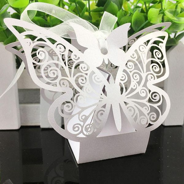 

50pcs butterfly wedding candy box sweets gift favors boxes with ribbon party decoration wedding birthday party event supplies1