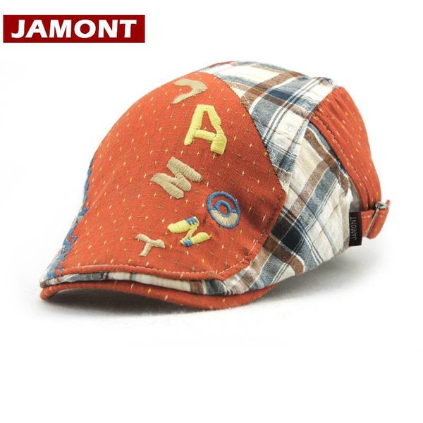 

berets [jamont] casual child visor hat boy girl beret cap cotton plaid gorras letter kids flat caps sun casquette, Blue;gray