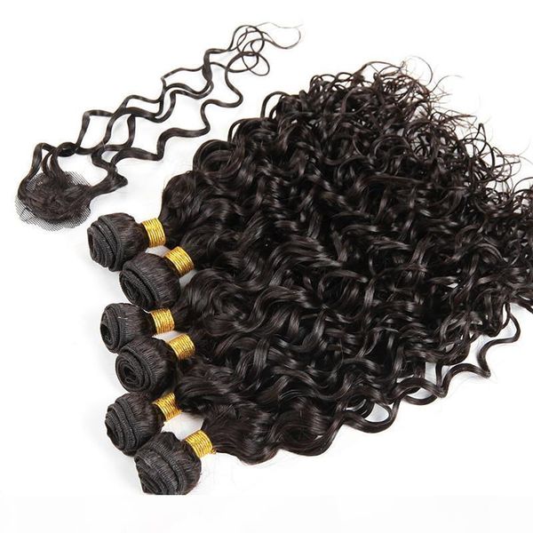 

brazilian virgin hair water wave 4 bundles double wefts wet and wavy human hair extensions weaves 10-28inch avaliable, dhl, Black