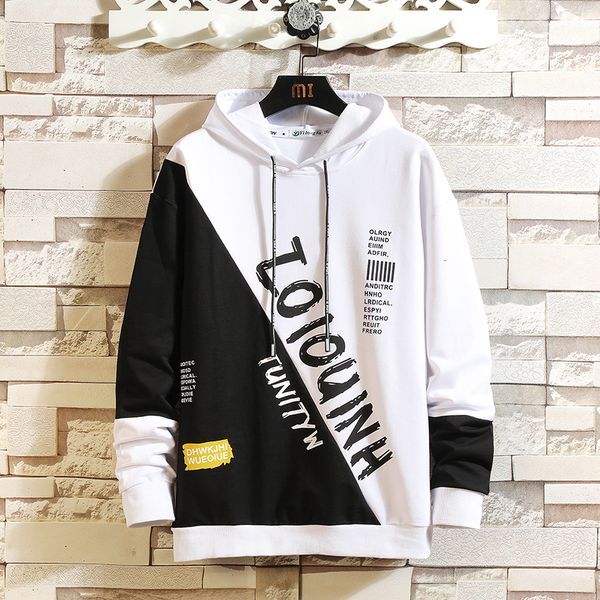 

2021 new autumn spring fashion striped male hoodie hip hop long sweater hoodies big-size clothes tfcf, Black