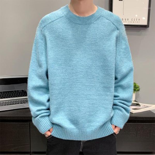 

men's sweaters 2021 autumn and winter men's sweater casual solid color pullover fashion loose warm clothing 3xl1, White;black