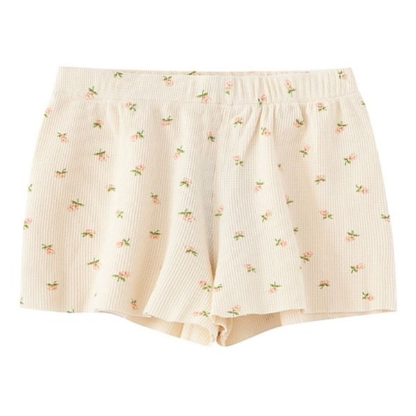 

puwd y2k sweet girls floral soft cotton shorts summer fashion ladies high waist flower bottoms casual women chic 220307, White;black