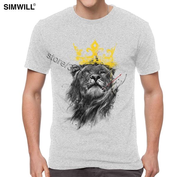 

sport men's king lion with crown tees shirts unique t-shirt short sleeve cotton summer t shirt o neck handsome lion fans apparel