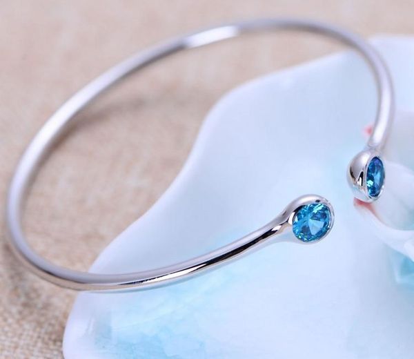 

925 sterling silver fashion blue crystal necklace open ms. bracelet11, Golden;silver