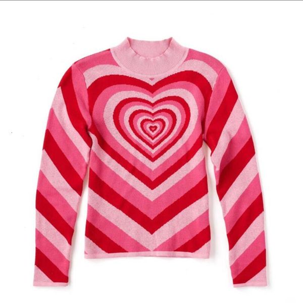 

love standard heart color sweater combining rainbow female pullover 2021 lazy autumn oaf retro skinny high collar mesh p1895 rwl2, White;black