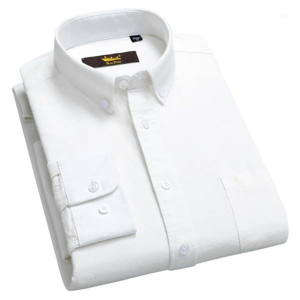 

men's solid oxford cotton casual shirts patch single front pocket long sleeve standard-fit button-down collar dress shirt1, White;black