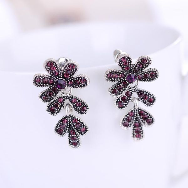 

sparkling rhinestone flower petals drop earrings silver color women piercing earrings trendy christmas party jewelry gift 20201