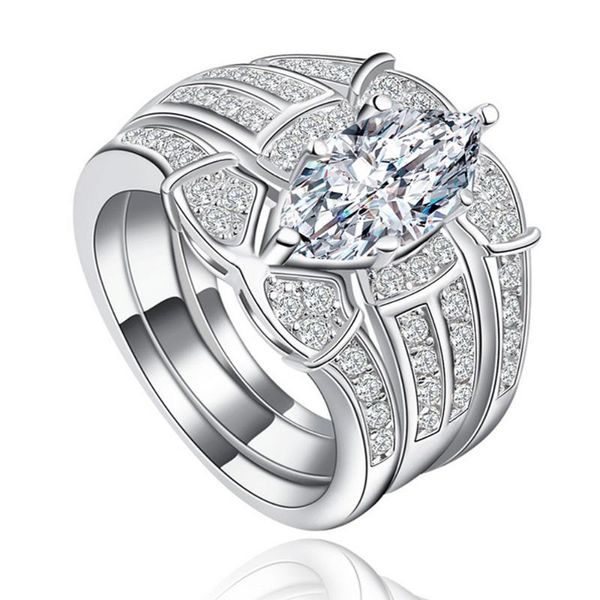 

yayi fashion women jewelry 3 rings white cz silver color engagement rings wedding party gift, Slivery;golden
